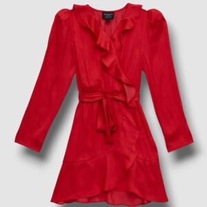 Bardot Vibrant Red Long Sleeve Dress